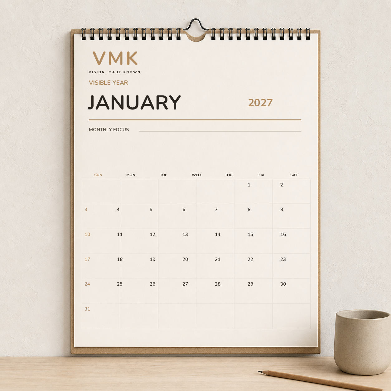 Preview of the Quiet Visible Year calendar